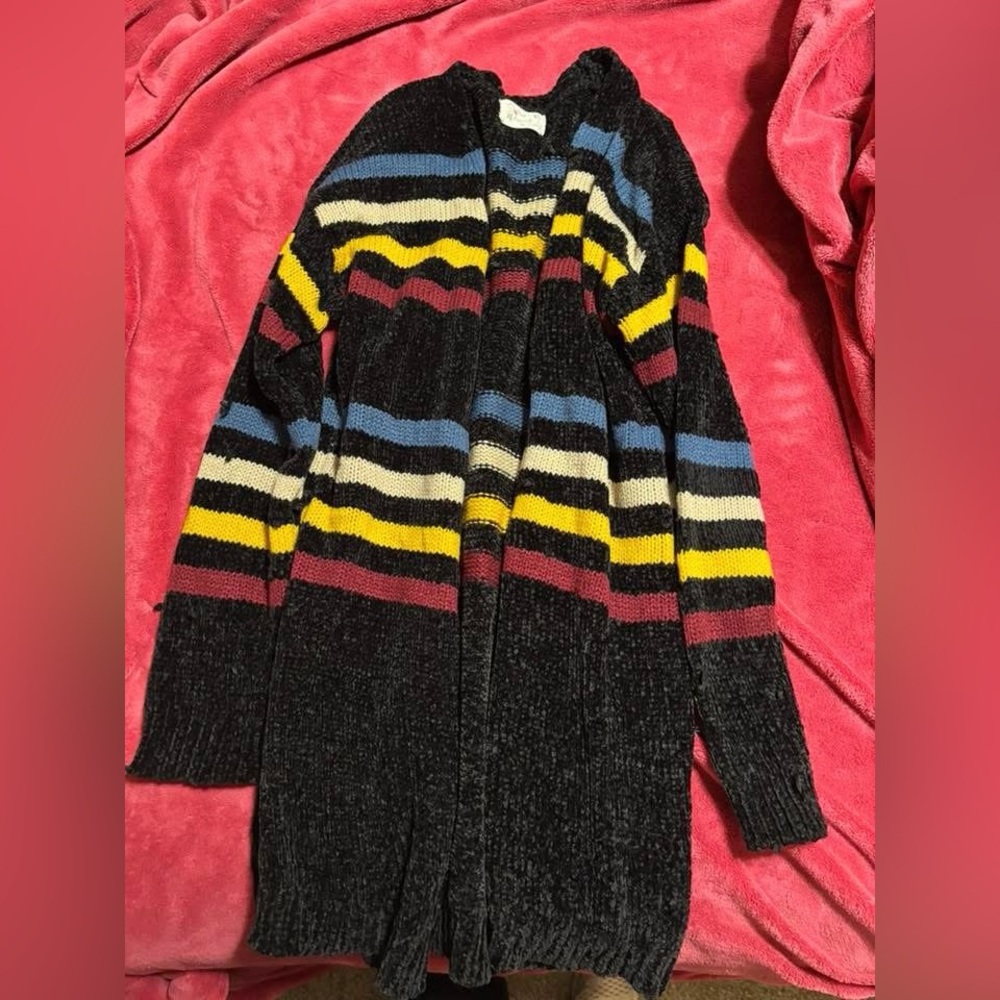 Striped Black Multicolor Women's Sweater